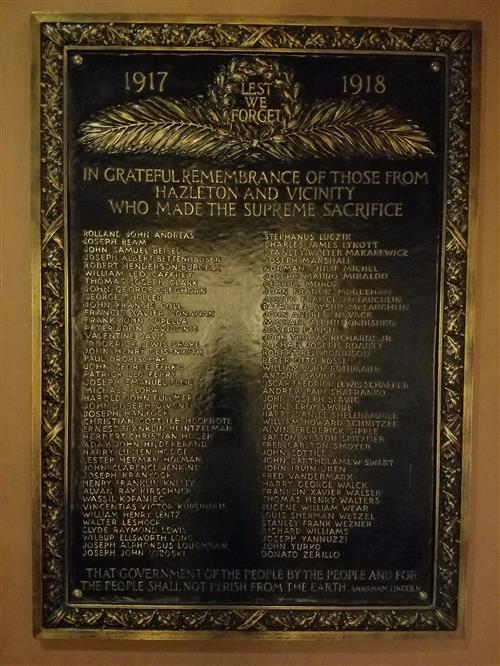 WWI Hazleton Area War Dead 